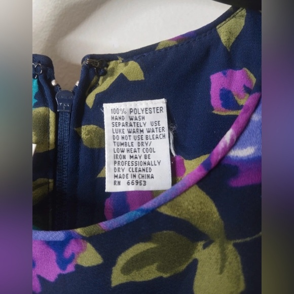 Leslie Fay Vintage Floral Ruffle Midi Dress Size Small - Picture 9 of 11